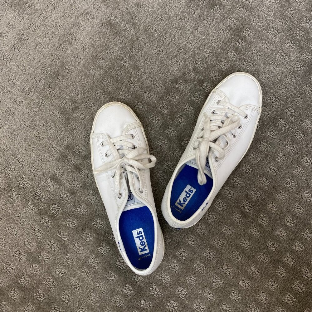 Keds Women's Triple Kick Leather Sneaker White (Size 6.5)
